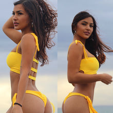 Load image into Gallery viewer, Tulip Yellow Scrunch Bottoms
