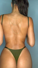 Load image into Gallery viewer, Gold Body Chain/ Forest Green Backless Look
